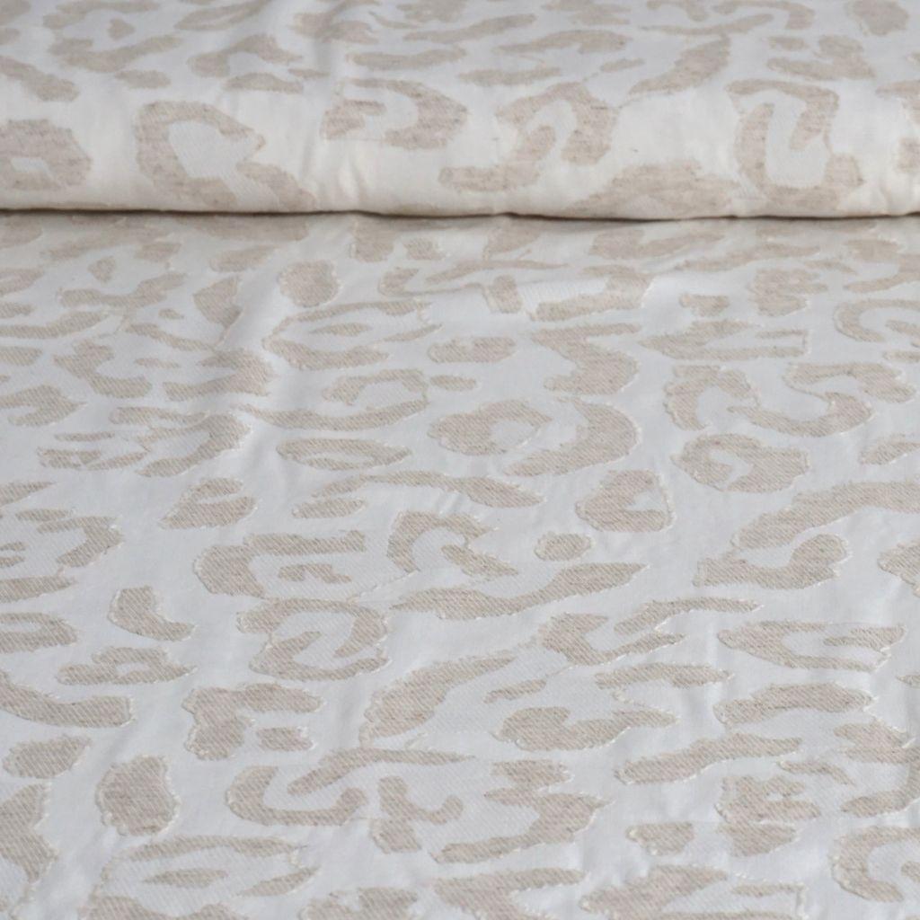 Viskose-Leinenstoff Jacquard Leo hell beige